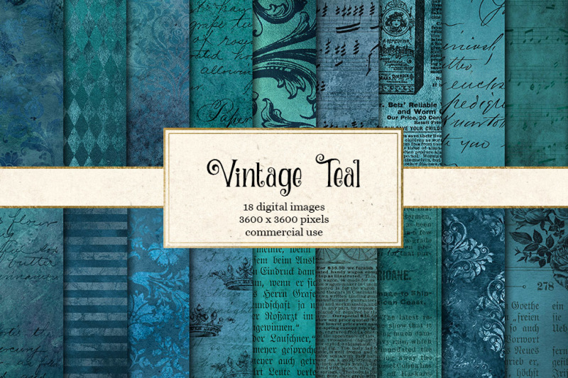 vintage-teal-digital-paper