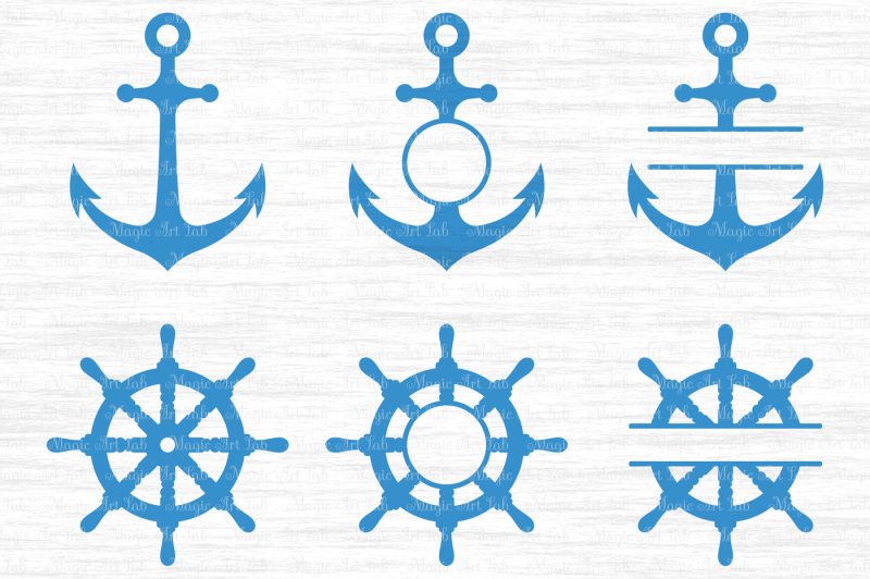 Download Anchor and ship wheel svg files, Anchor monogram svg, Anchor cut file By MagicArtLab ...