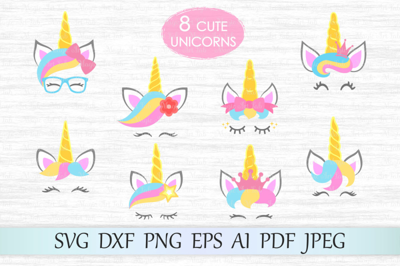 Download Unicorn SVG, Unicorn face cut files, Unicorn heads cliparts, DXF, PNG By MagicArtLab ...