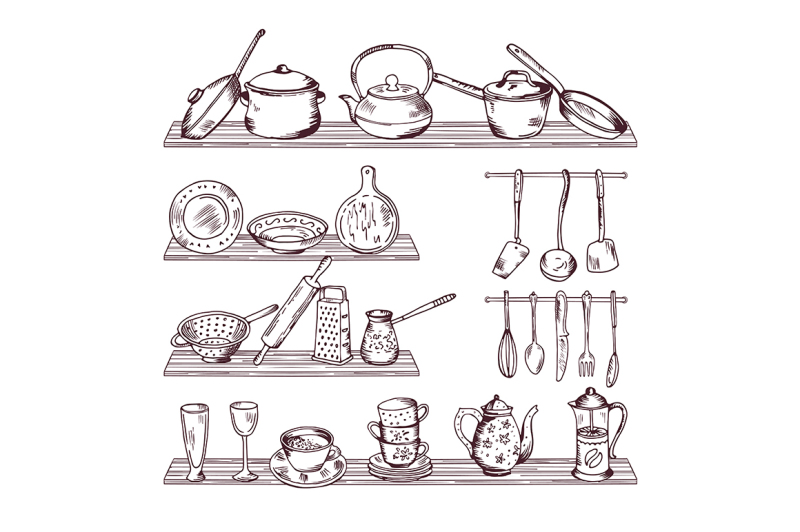 kitchen-wooden-shelves-with-different-tools