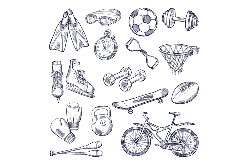 vector-doodle-set-of-sport-equipment
