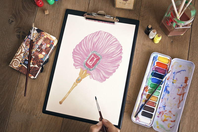 100-hand-painted-watercolor-handy-feather-fan-clip-arts
