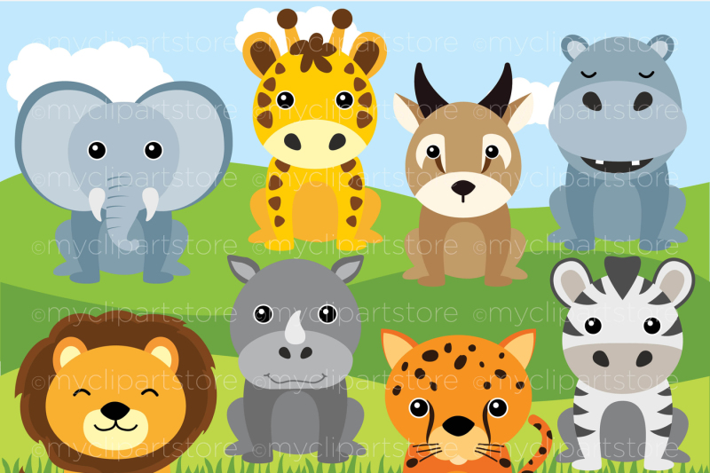 African Safari Animals Vector Clipart By MyClipArtStore | TheHungryJPEG