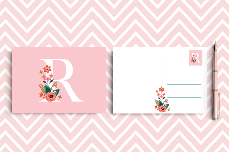 rose-monogram-postcards