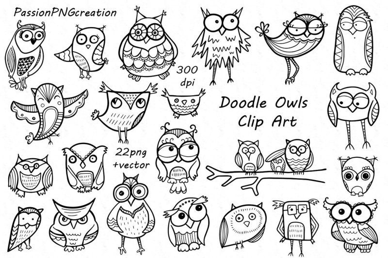 doodle-owls-clipart