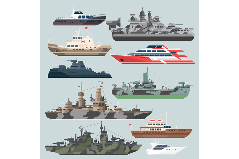 passenger-ships-and-battleships-submarine-destroyer-in-the-sea