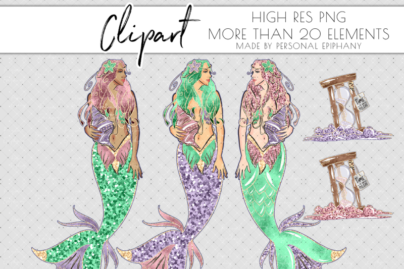 mermaid-clipart-glitter-scrapbook-sea-underwater-clip-art