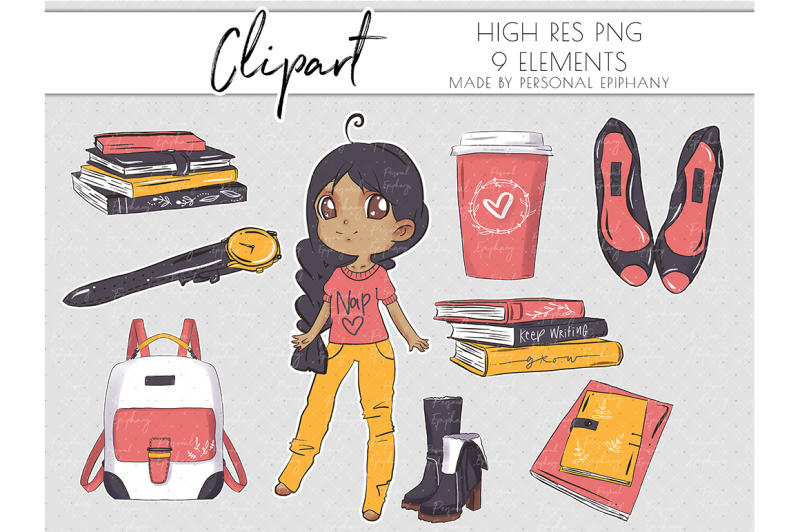 cute-planner-girl-clipart-dark-skin-clip-art-books-illustration-png