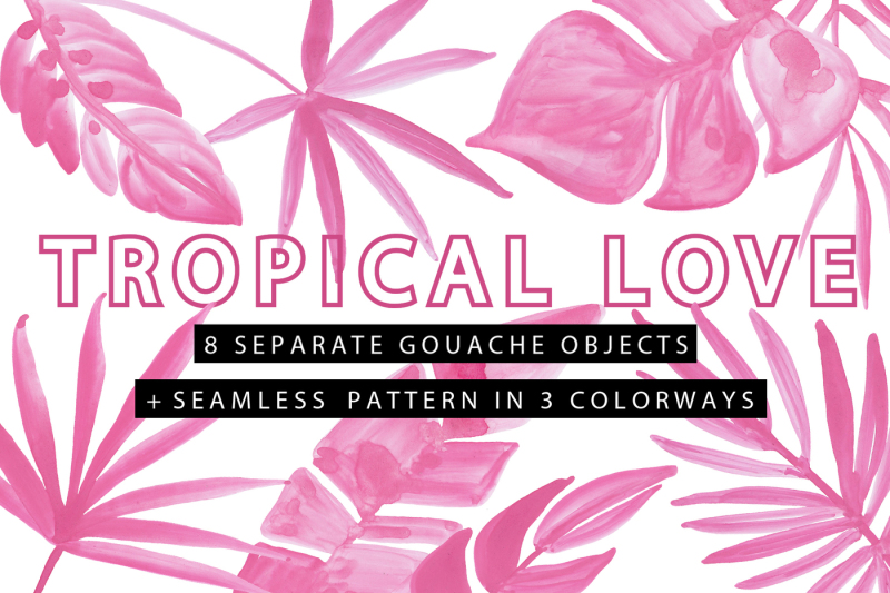 tropical-love-gouache-clipart-pack