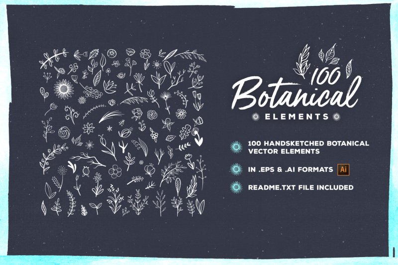 100-handsketched-botanical-elements