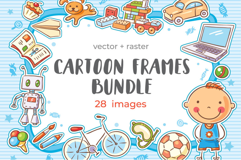 cartoon-frames-for-kids-drawing-clipart-bundle
