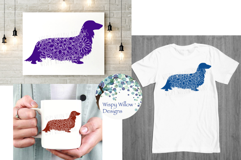 Download Long Haired Dachshund Mandala, Weiner Dog, SVG/DXF/EPS/PNG ...