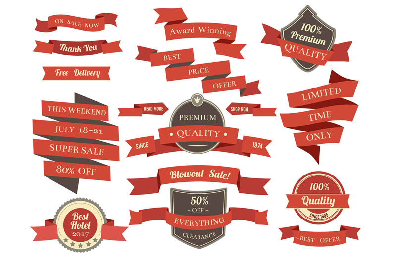 shopping-banners-and-ribbons-with-promotion-text