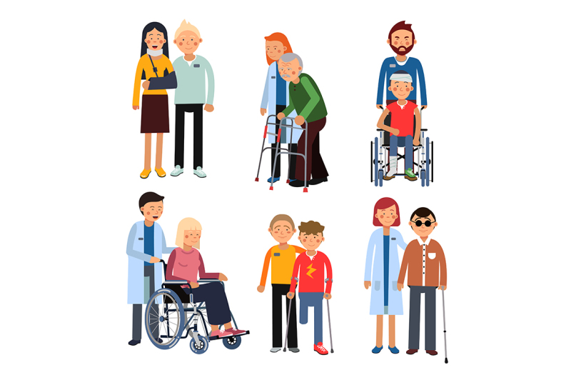 disabled-people-group-or-hospital-patients-and-helping-man