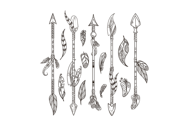 decorative-arrows-and-feathers-set-in-boho-style