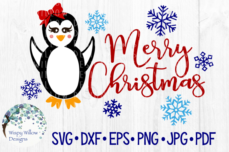 Merry Christmas Penguin, Holiday, Snowflake, SVG/DXF/EPS ...