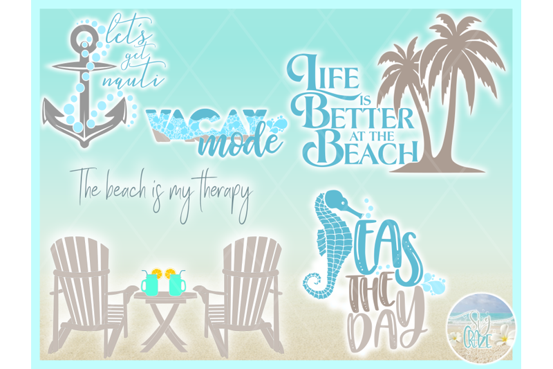 Download Summer Vacation at the Beach Quote Bundle SVG DXF EPS PNG ...