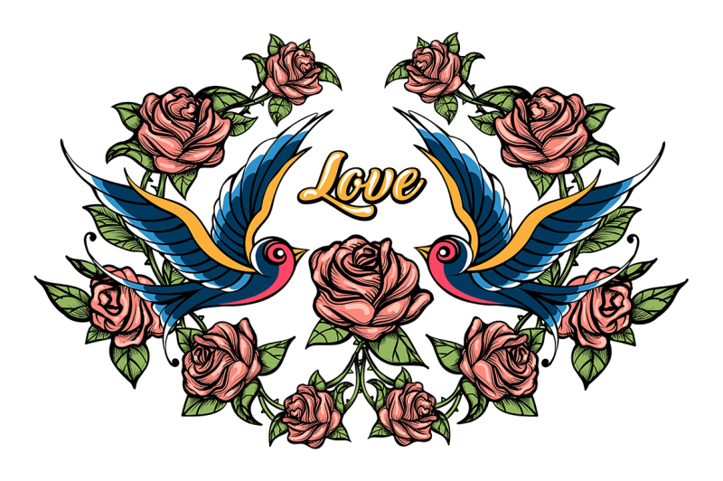 birds-and-roses-drawn-in-tattoo-style