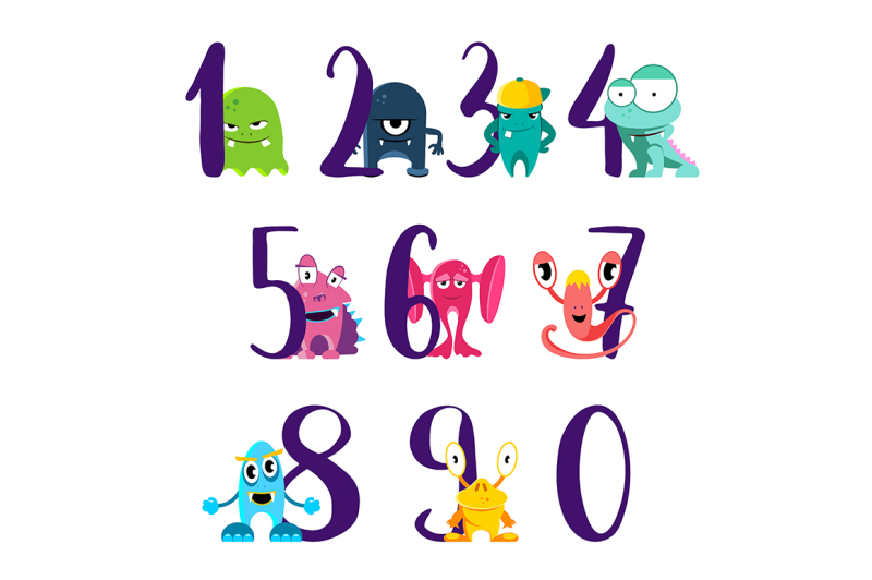 vector-numbers-for-happy-birthday-with-cute-cartoon-monsters-isolated
