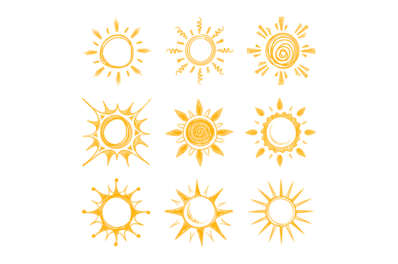 funny-doodle-summer-smile-orange-sun-vector-icons