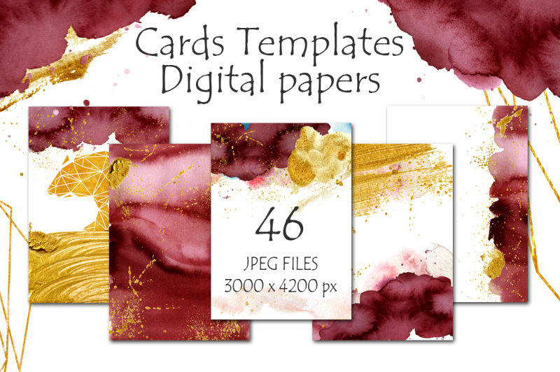 burgundy-and-gold-digital-papers-cards-templates