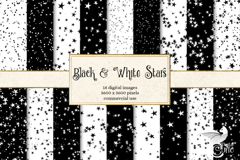 black-and-white-stars-digital-paper