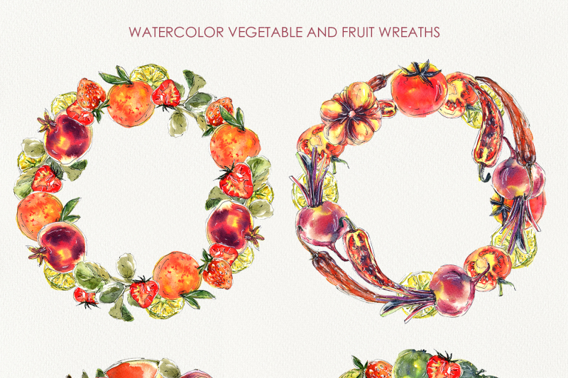 watercolor-vegetables-and-fruits
