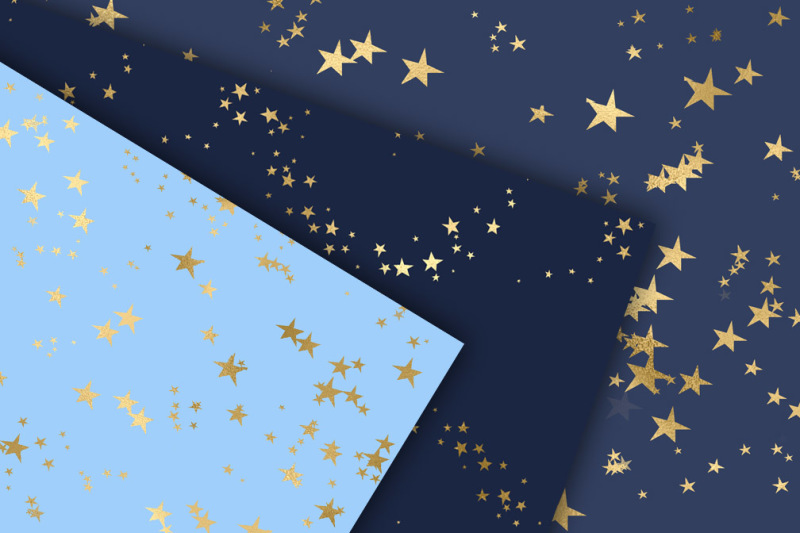 blue-and-gold-stars-digital-paper