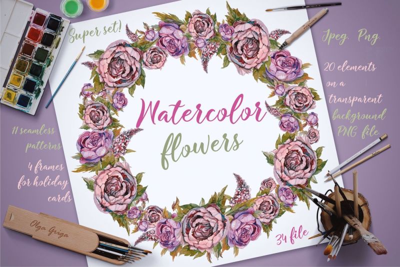 watercolor-flowers-set-of-vintage-flowers-painting