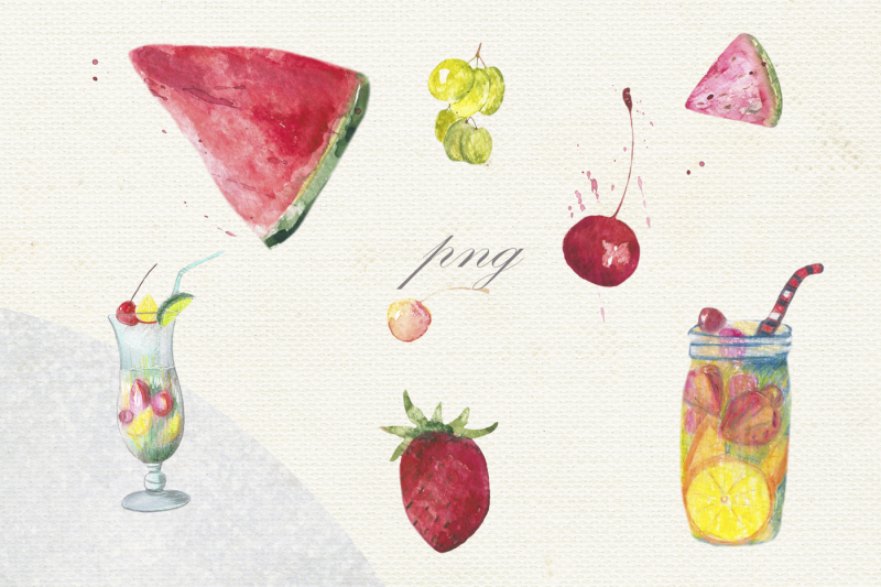 fruit-vegetables-food-watercolors
