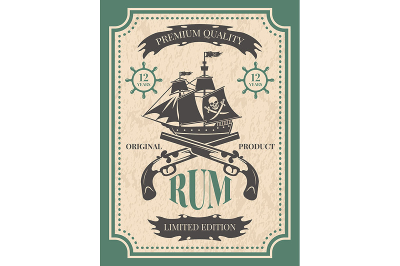 rum-vintage-label-at-pirate-theme