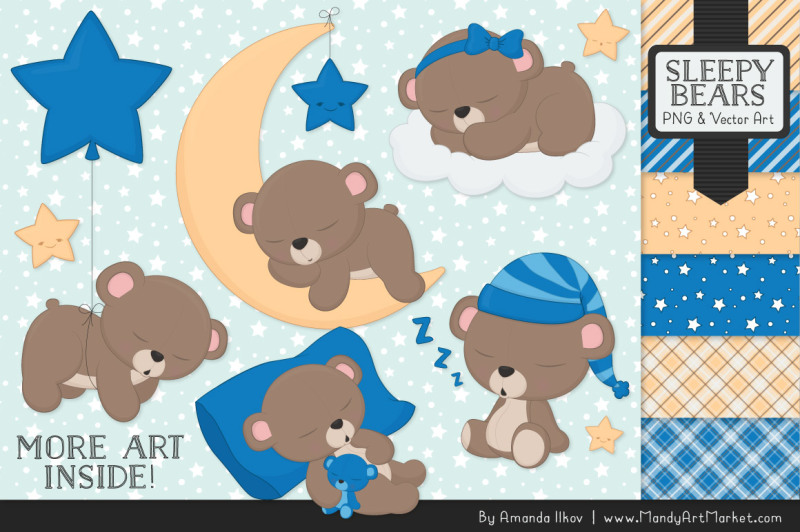 beary-cute-sleepy-bears-clipart-and-papers-set-in-blue