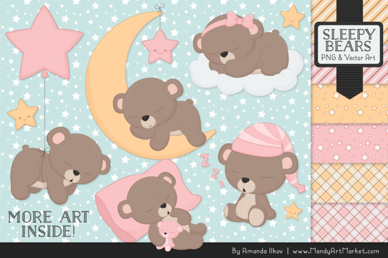 beary-cute-sleepy-bears-clipart-and-papers-set-in-soft-pink