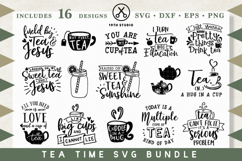 Download Tea time SVG bundle | M30 By 19TH STUDIO | TheHungryJPEG.com