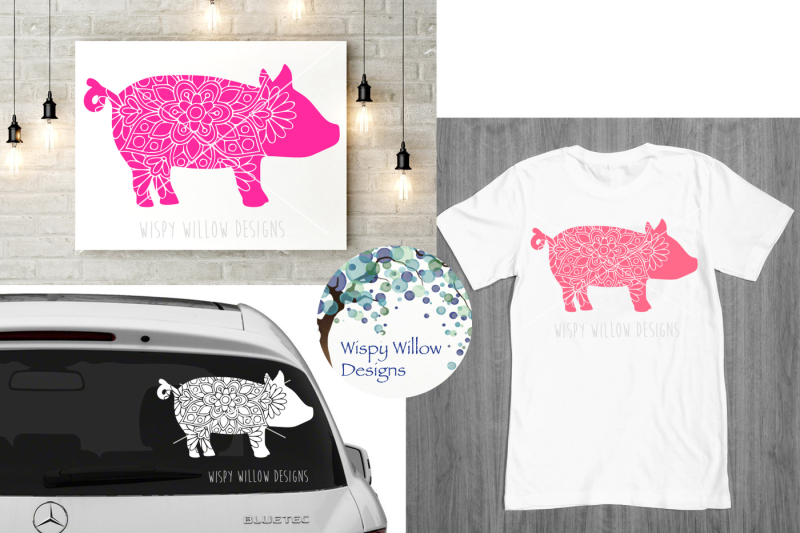 Download Floral Pig Mandala, SVG/DXF/EPS/PNG/JPG/PDF By Wispy Willow Designs | TheHungryJPEG.com