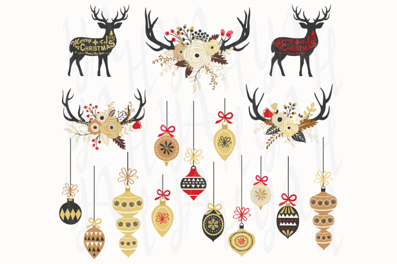 gold-christmas-antlers-elements