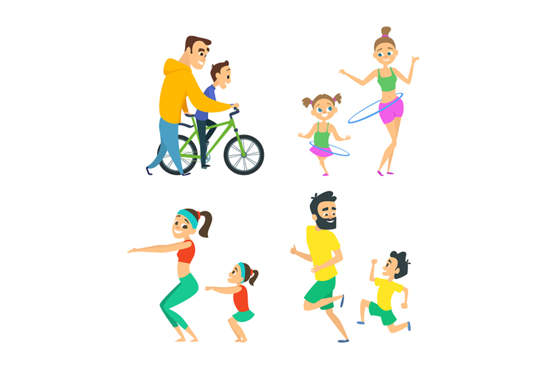 set-of-family-couples-in-fitness-activities