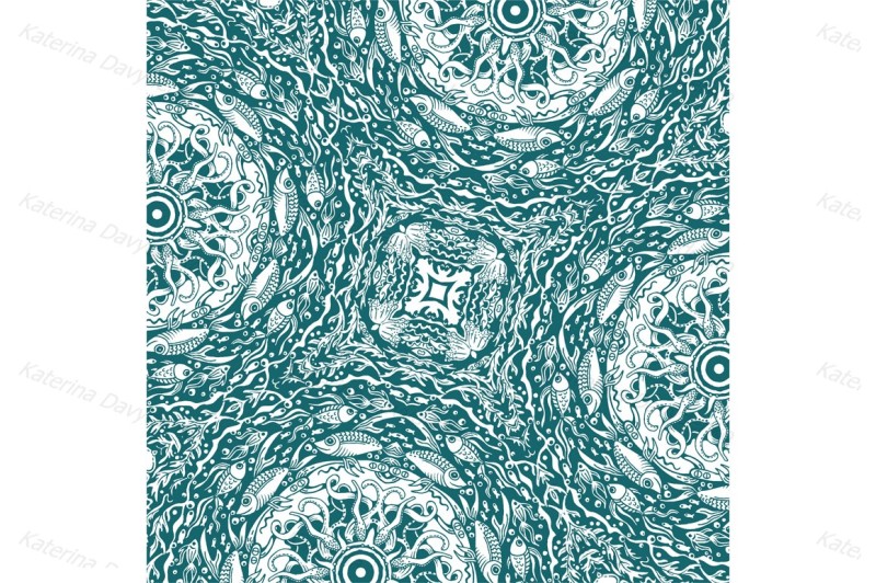 sea-life-pattern-monochrome-vector
