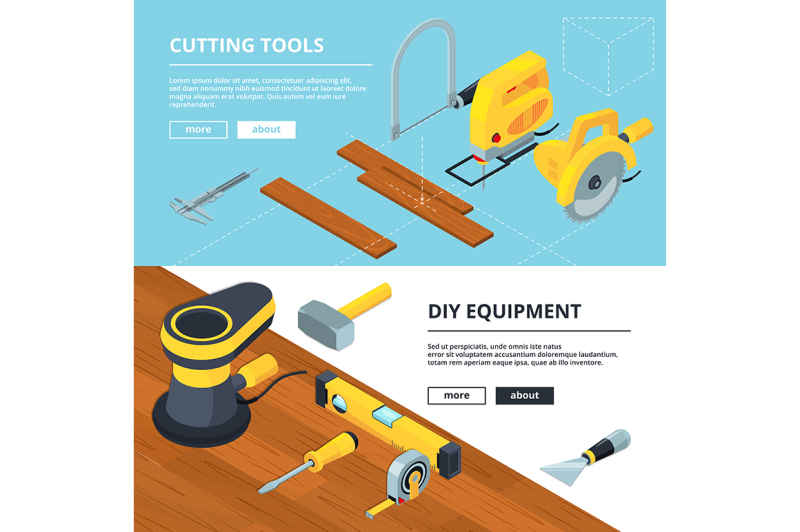 horizontal-banners-with-electrical-tools-for-construction