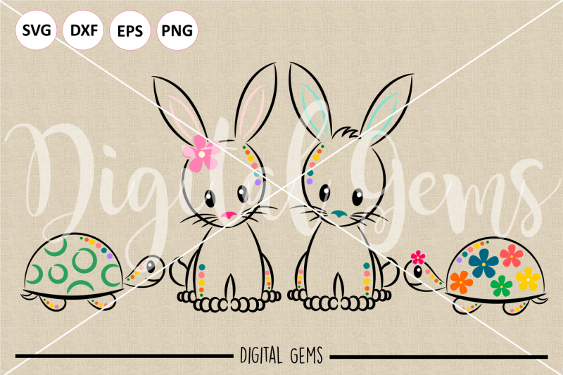 rabbit-and-tortoise-svg-png-eps-dxf-files