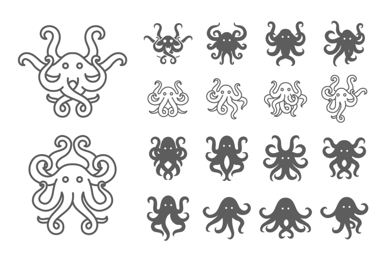 octopus-symbol-illustration-set