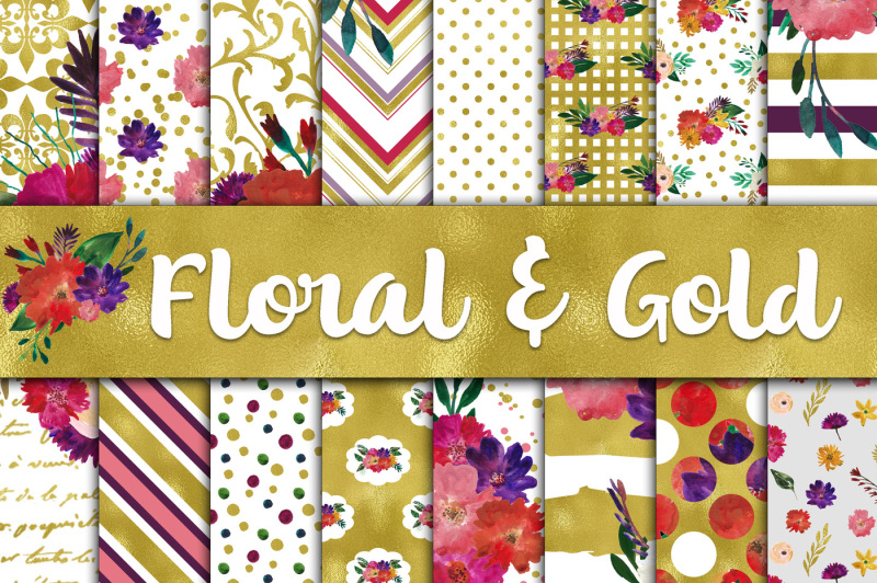 floral-and-gold-digital-papers