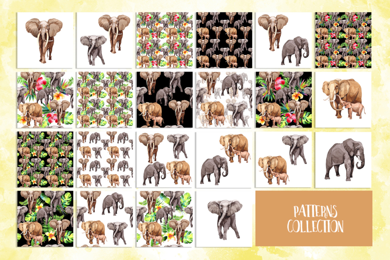 animal-life-elephants-png-watercolor-set
