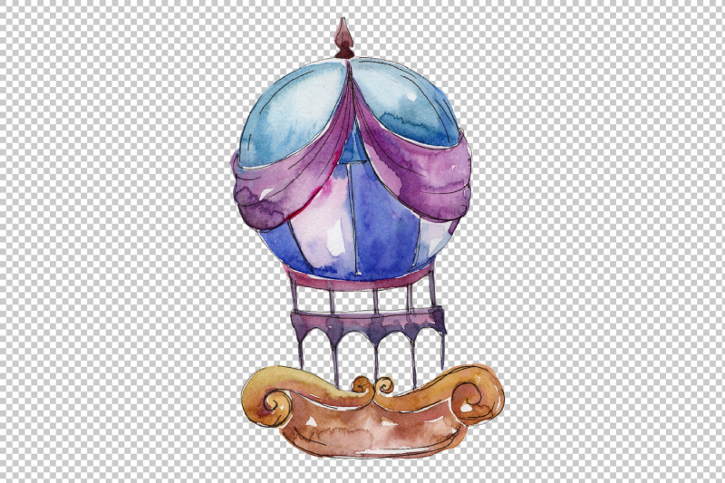 aquarelle-hot-air-balloon-png-set