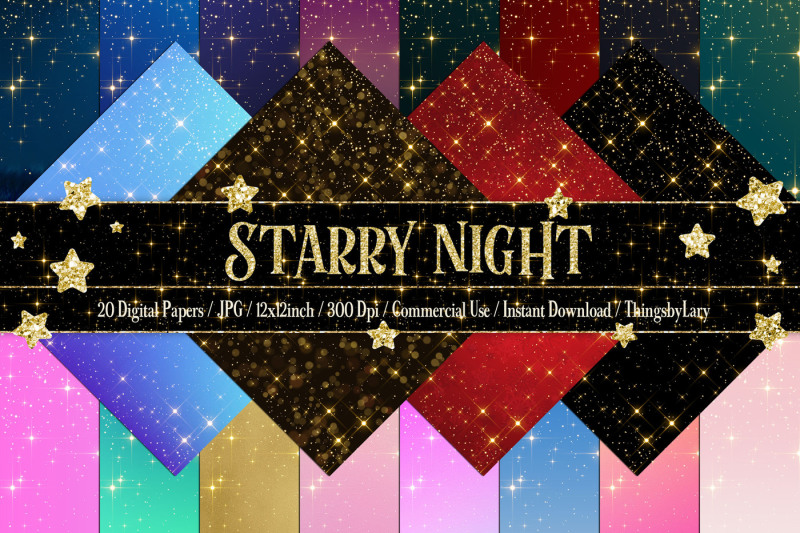 20-luxury-gold-starry-night-galaxy-christmas-digital-papers