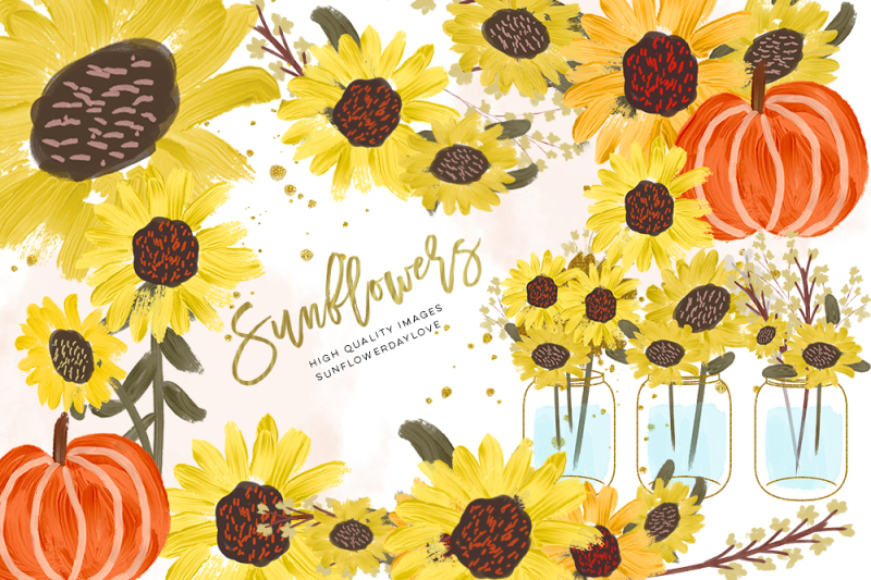 sunflower-pumpkin-clip-art-set