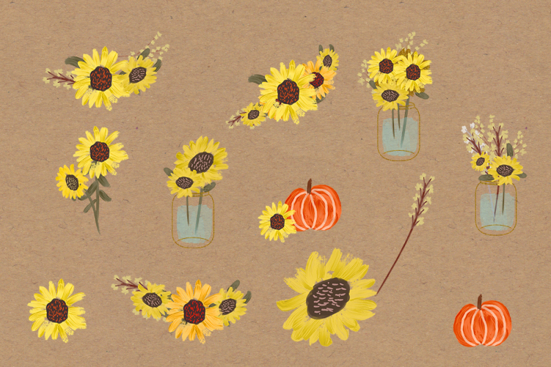sunflower-watercolor-clipart-pumpkin-clip-art-sunflower-clip-art