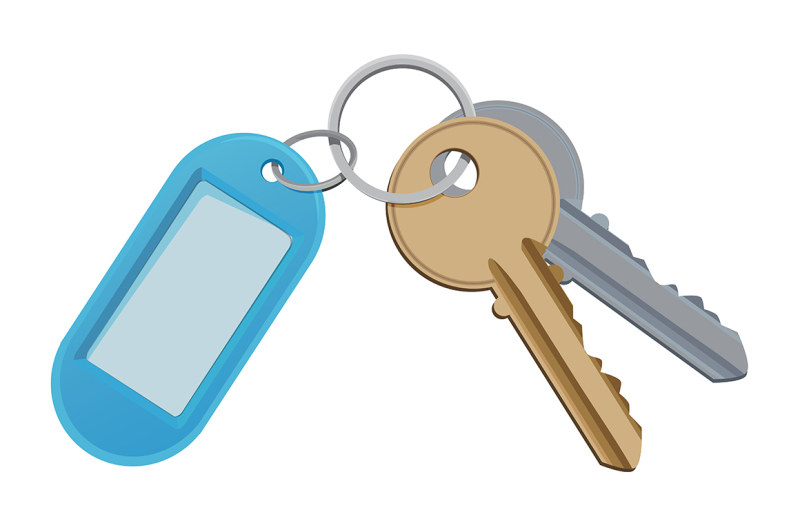 key-and-keychain-vector-illustration-isolate-on-white