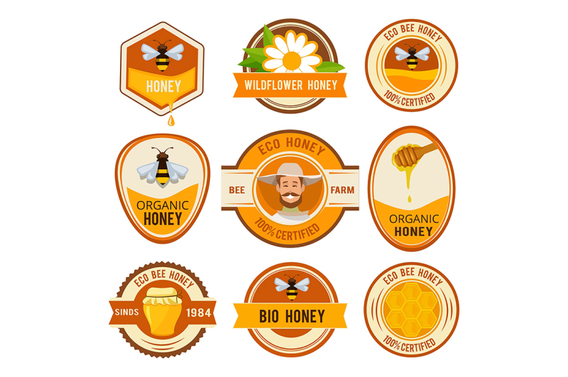 set-labels-for-honey-vector-template-with-place-for-your-text