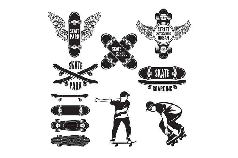 illustrations-of-skating-and-labels-for-skateboarders